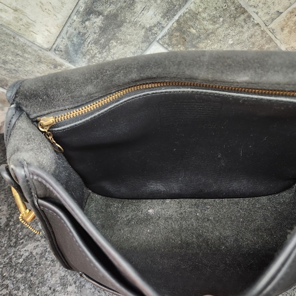 Vintage COACH Stewardess 9525 Brass Black Leather Crossbody Bag Costa Rica - Picture 15 of 16